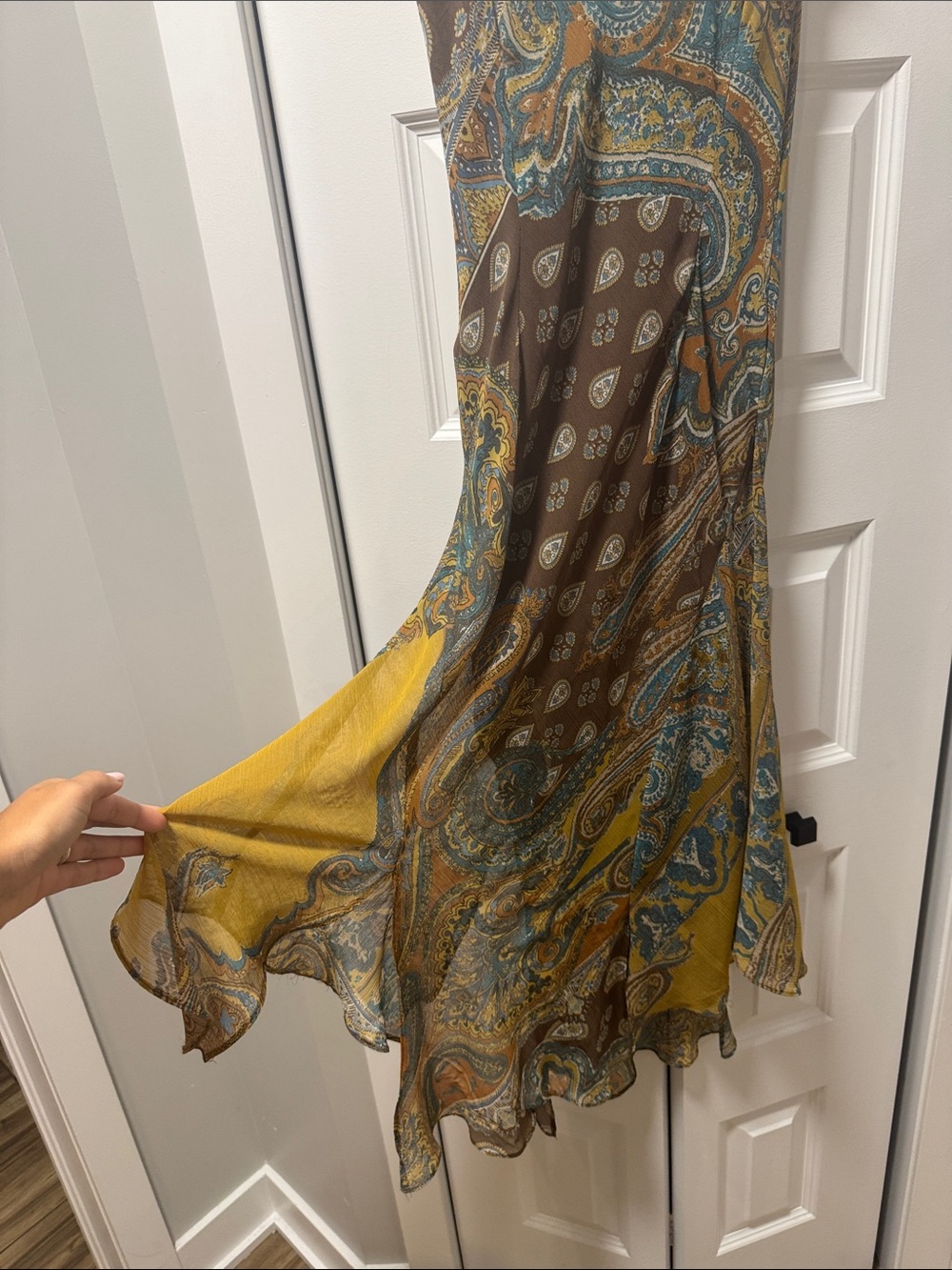 Vintage Zara - Paisley Slip Dress in Mustard, Teal & Brown - Picture 5 of 8